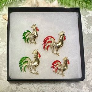 Rooster theme brooches